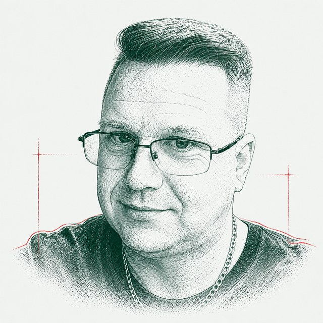 Ink portrait of Daniel Findley